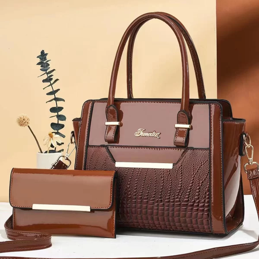 High quality women's one shoulder new trendy tote bag, women's large capacity crocodile patterned mother and child bag_4