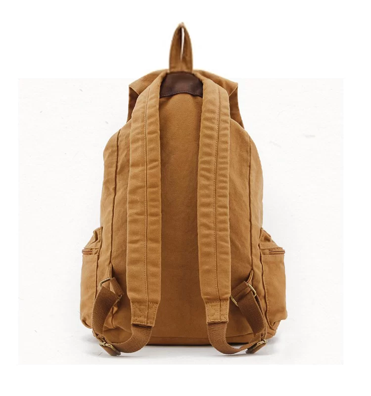 Fashion Vintage Leather military Canvas Backpack Men School Bag drawstring backpack Women Bagpack male Rucksack Teenager mochila_4