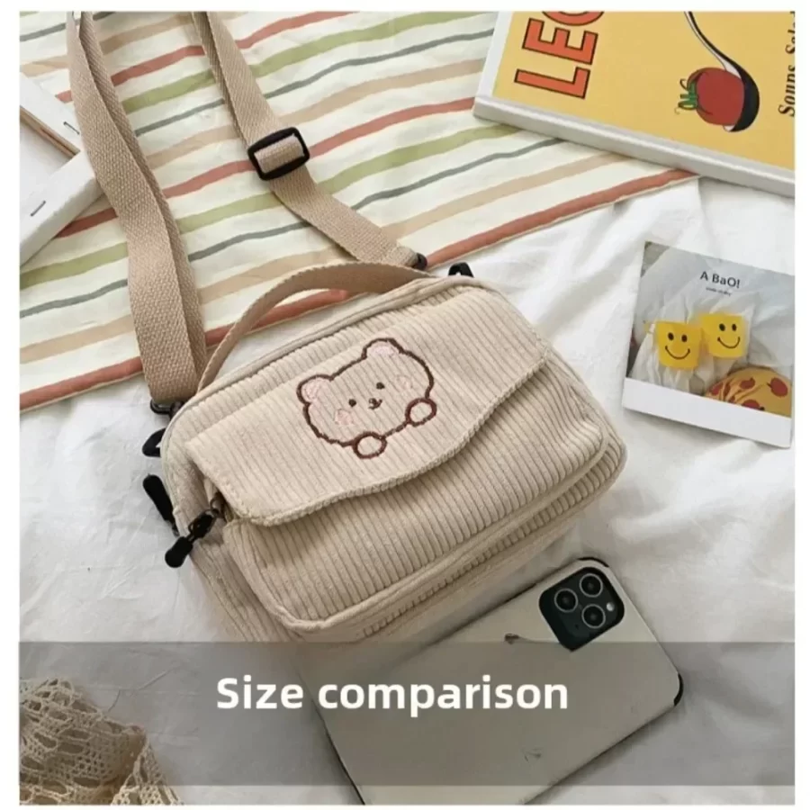 Cute Cartoon Bear Winter New Women's Bags Are Fashionable Casual Comfortable Simple Generous Crossbody Shoulder Handbag_4