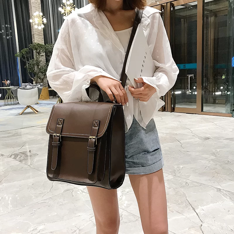 Vintage Backpack Female Pu Leather Bag Women's Backpack Fashion School Bag for Girls High Quality Leisure Shoulder Bag Sac A Dos_4