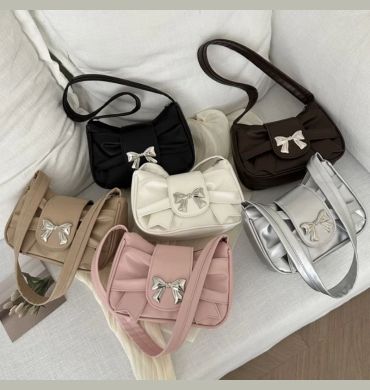 Trendy Bow Shoulder Bag Handbag Casual Underarm Bag Daily Commuting Bags PU Leather Lady Banquet Bag Business Women's Bags