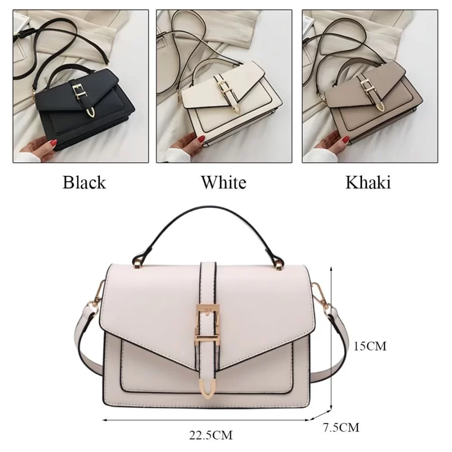 Women PU Leather Messenger Shoulder Bag Ladies Solid Color Simple Crossbody Bag Fashion Handbag Leisure Portable Sling Bag_6