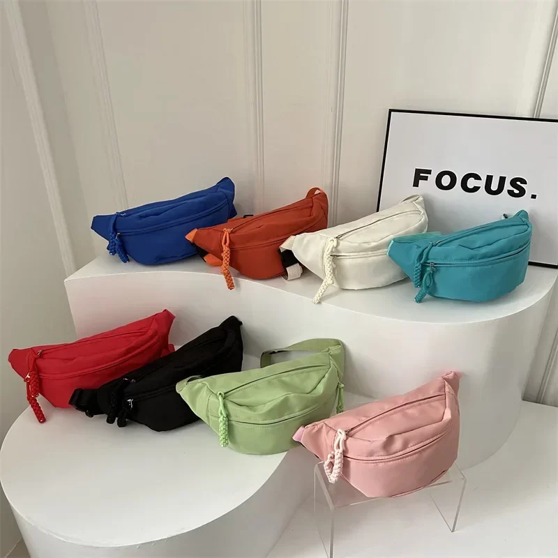 Canvas Running Waist Casual Fanny Packs Sport Chest Bag Banana bag for Women Sling Crossbody Waist Pack Half Moon Belt Bag_1