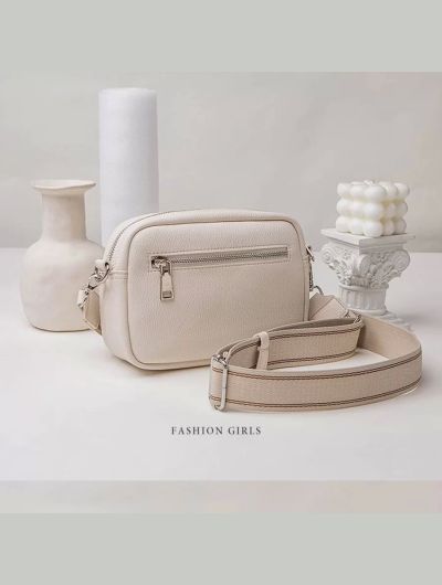 New Lychee Pattern Small Square Bag Comfortable Weaving Strap Style Wide Shoulder Strap Small Bag Single Shoulder Crossbody Bag