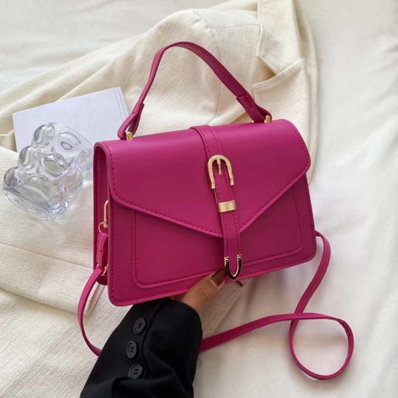 Fashionable Minimalist Crossbody Bag with Top Handle and Flap for Women - Solid Color Square Purse with Simple Design_10