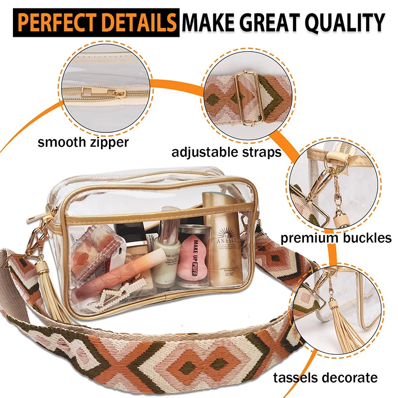 Summer INS Korean Beach Bag Transparent PVC Waterproof Travel Large Capacity Crossbody Bag Swimming Bag Storage Woman's Bag_5