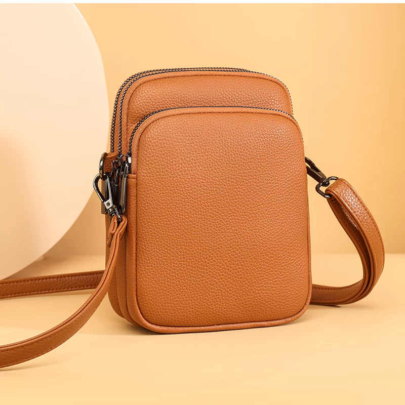 New 100% Genuine cowhide Women's Leather Mobile Phone Bag Crossbody Bags For Women Bag Designer Crossbody Bag Messenger Bags Sac_3