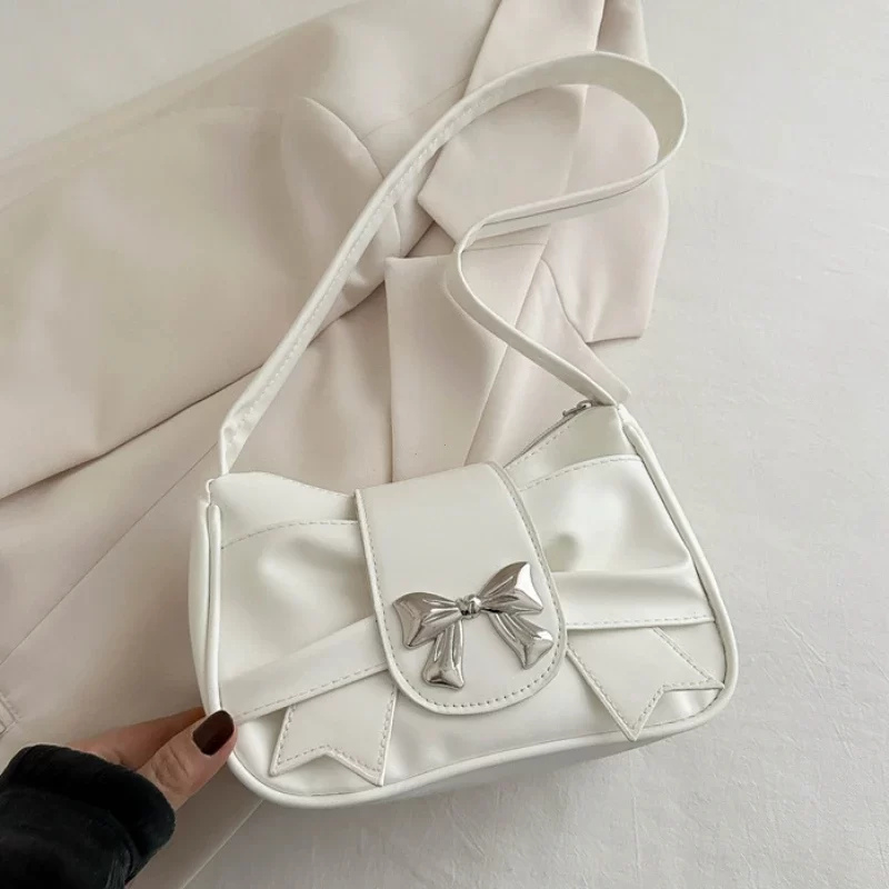 Trendy Bow Shoulder Bag Handbag Casual Underarm Bag Daily Commuting Bags PU Leather Lady Banquet Bag Business Women's Bags_2