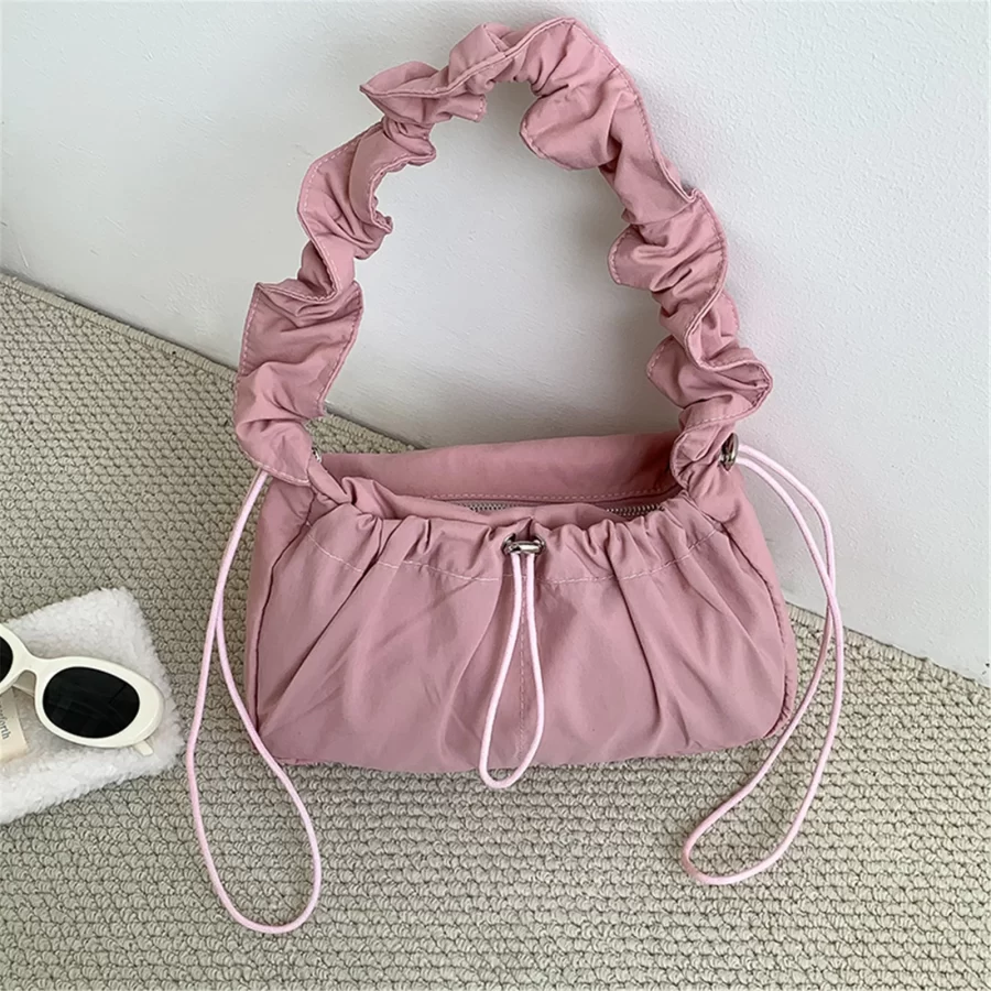 Vintage Wrinkled Shoulder Bag for Women Simple Versatile Commuting Fashion Brand Designer High Quality Drawstring Underarm Bag_6