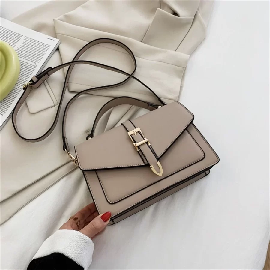 Women PU Leather Messenger Shoulder Bag Ladies Solid Color Simple Crossbody Bag Fashion Handbag Leisure Portable Sling Bag_1