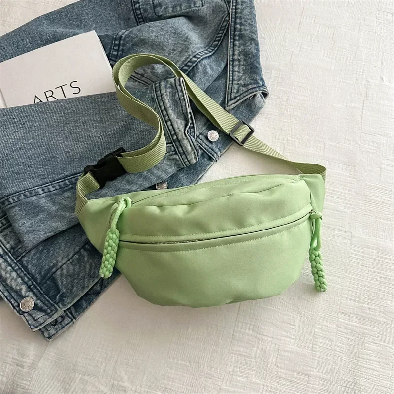 Canvas Running Waist Casual Fanny Packs Sport Chest Bag Banana bag for Women Sling Crossbody Waist Pack Half Moon Belt Bag_10