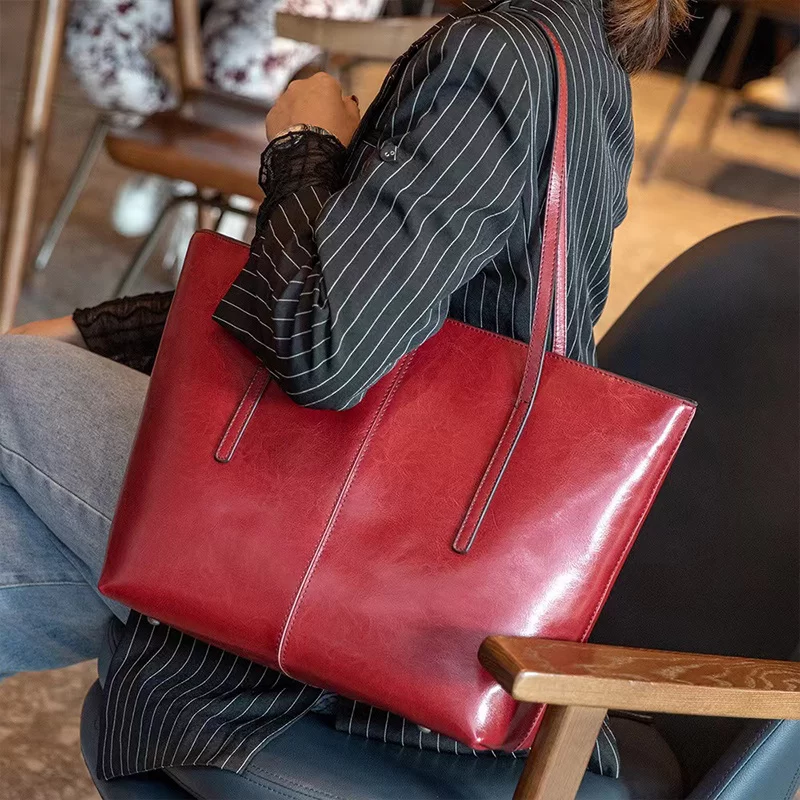 Hifashion Cowhide Genuine Leather Large Tote Bags For Women 2025 Trend Designer A4 Shoulder Bags Laptop Shopper Ladies Handbags_13