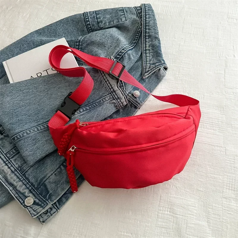 Canvas Running Waist Casual Fanny Packs Sport Chest Bag Banana bag for Women Sling Crossbody Waist Pack Half Moon Belt Bag_14