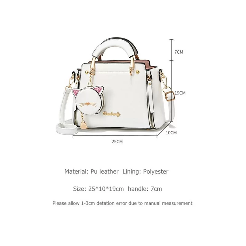 Vento Marea Summer Women Bag Side 2023 New Pu Leather Cute Cat Totes Design Ladies Shoulder Purse & Handbag Sweet White Shoulder_4