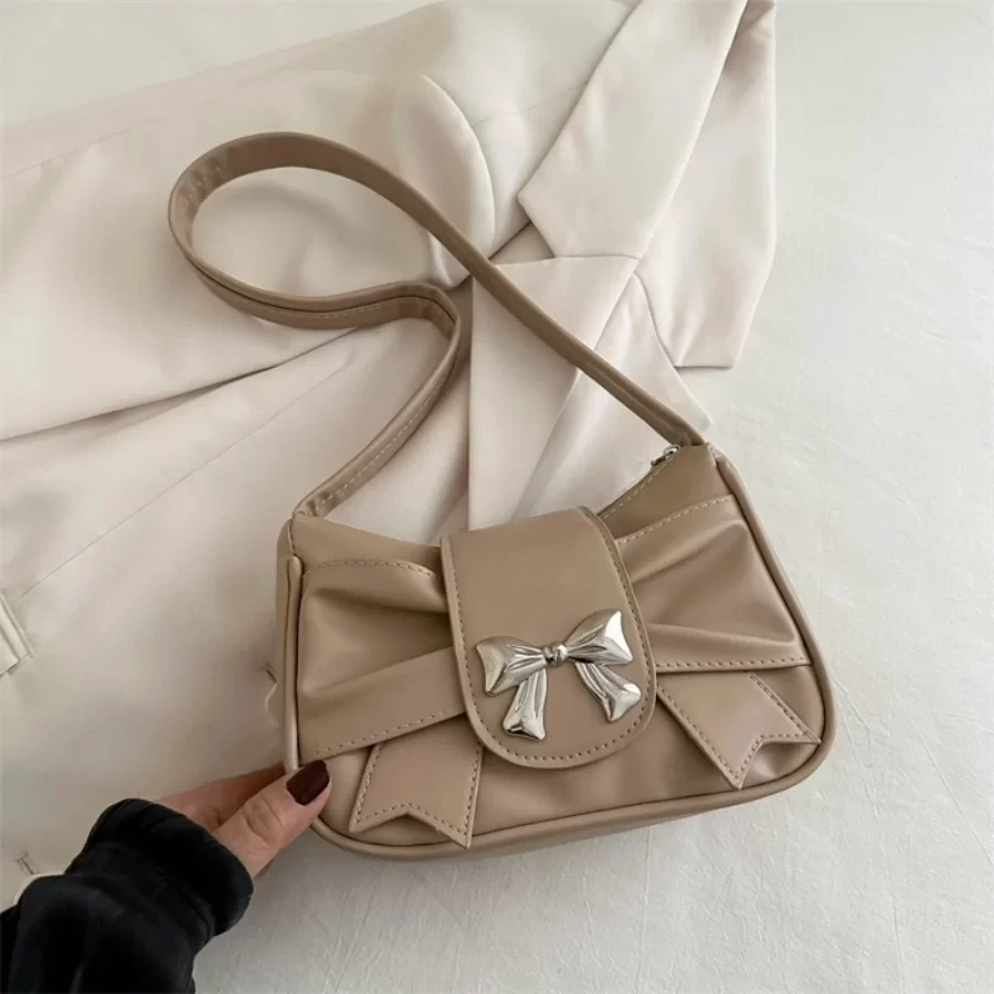 Trendy Shoulder Bag Hot Sale Casual PU Leather Totes Bag Retro Large Capacity Business Women's Bag Lady Bow Handbag Underarm Bag_10