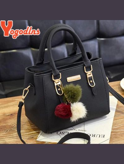 Yogodlns women beading pendant handbag ladies embossed shoulder bag ladies Messenger bag hairball bags high quality bag