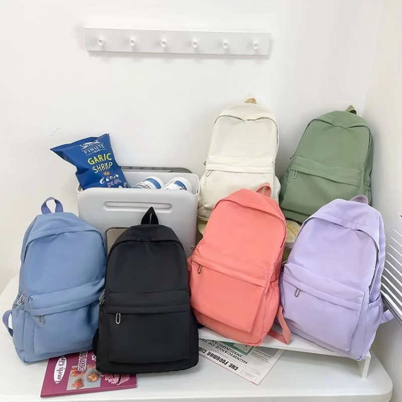 Women Schoolbag Waterproof Large Capacity School Backpack Smooth Zipper Solid Teens Girl Casual Daypack Bag Student Supply NEW_5