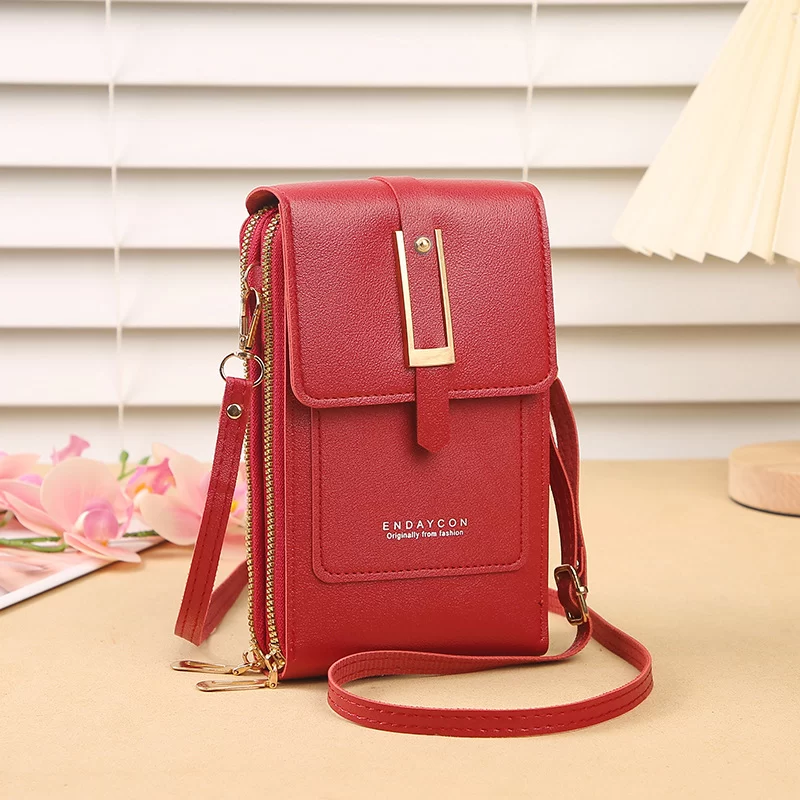 New transparent touchscreen phone bag trend simple crossbody small bag phone women's bag change bag vertical design_5