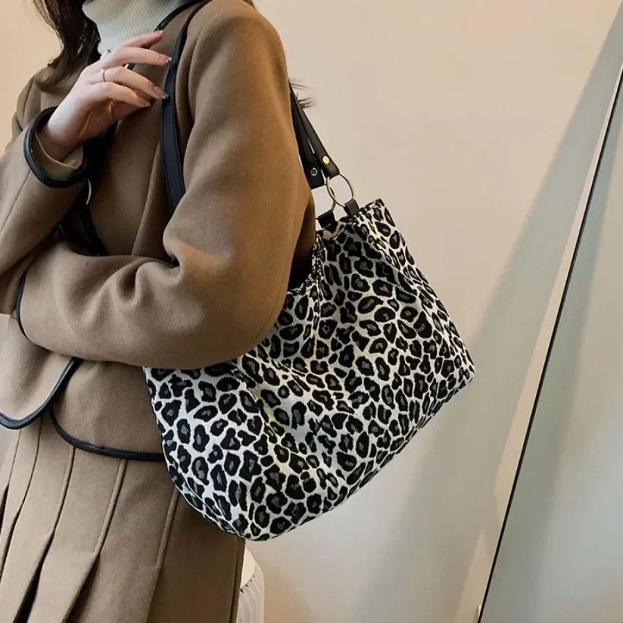 New Fashion Tote Bags Shopping and Travel  Canvas Bags New Women Popular Handbags Large Capacity Leopard Shoulder Bags Сумка_6