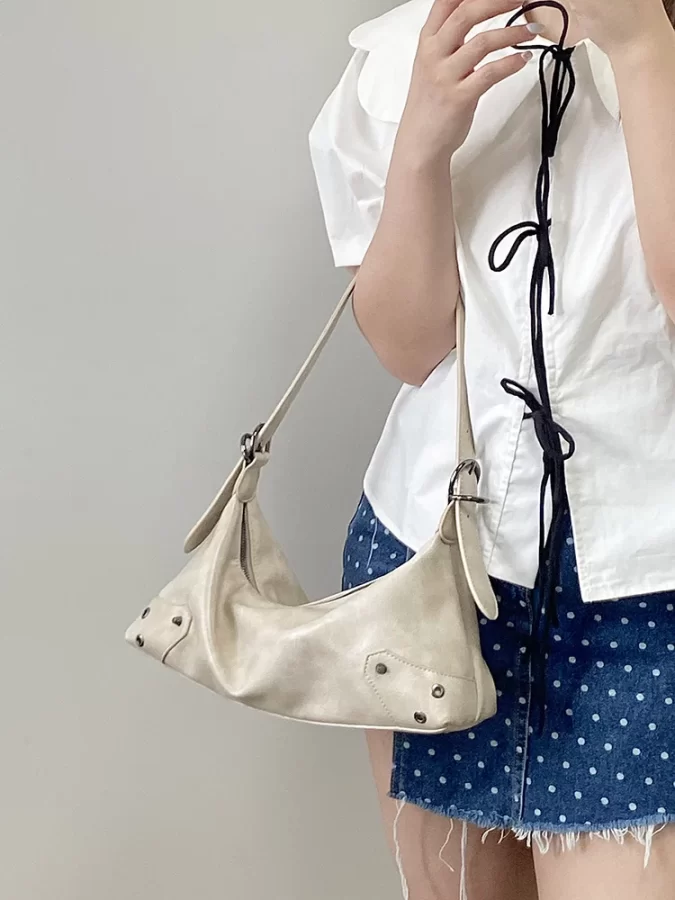 Pu Leather Retro Women's Underarm Bag Cool Y2k Girls Vintage Small Shoulder Bags Simple Female Crossbody Bag Handbags Purse_8