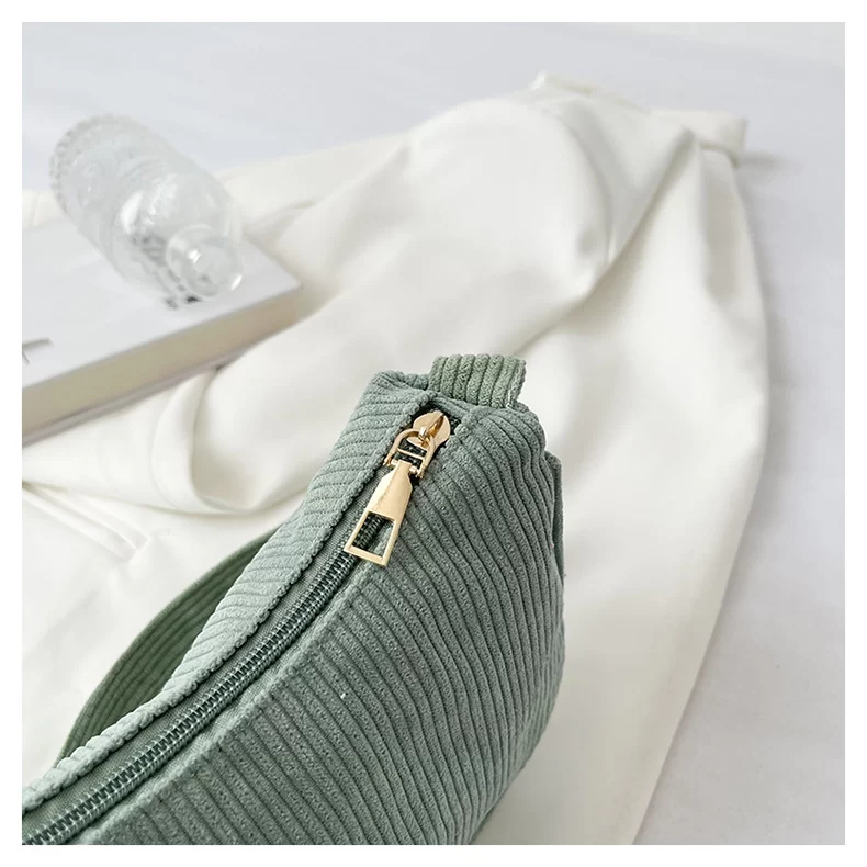 Fashion Vintage Women Annulus Shoulder Bags Handbags Corduroy Underarm Tote Casual Female Crossbody Zipper Female Handbag Clutch_4