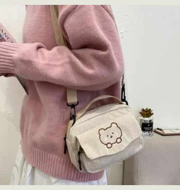 Cute Cartoon Bear Winter New Women's Bags Are Fashionable Casual Comfortable Simple Generous Crossbody Shoulder Handbag 1