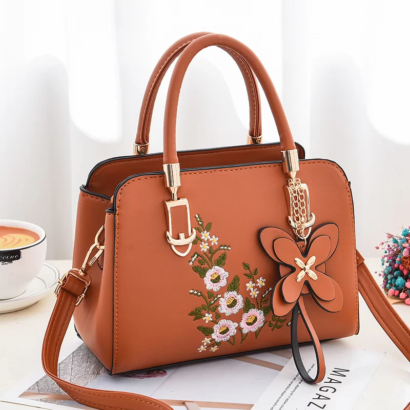 1pc New Fashion Shoulder Bag Large Capacity Soft Leather Handbag Embroidered  Crossbody_9