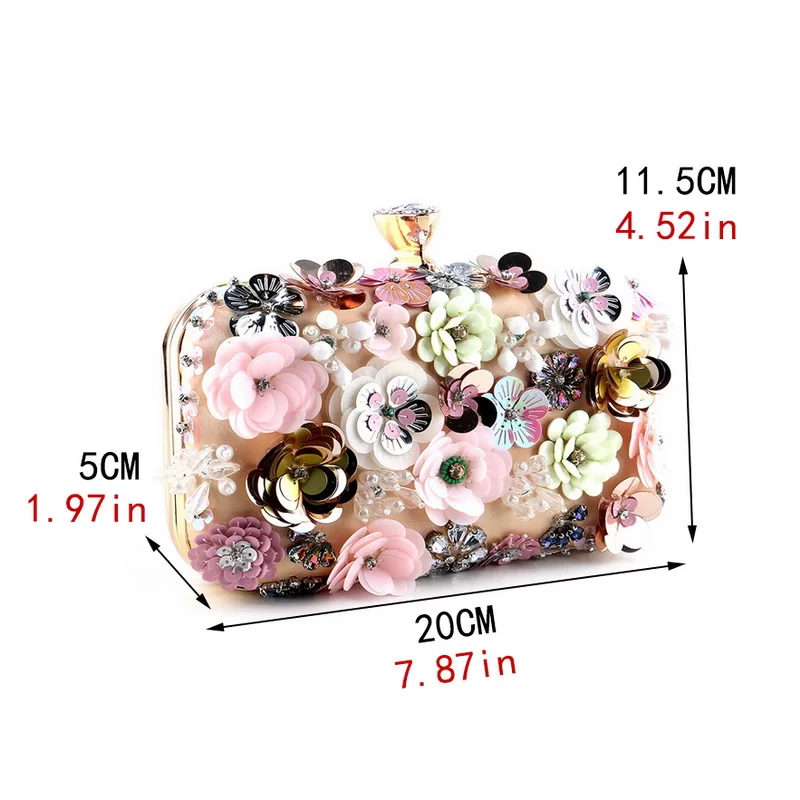 Fashion Women Bags Flower Diamonds Embroidery Small Clutch Luxury Lady Handbags Evening Bags New Arrival Chain Shoulder Purse_3