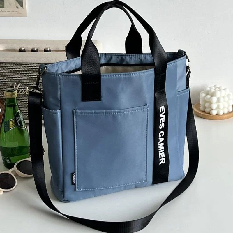 New Casual Tote Large Capacity Shoulder Bag Nylon Waterproof Canvas Handbag Simple Fashion Messenger Bags For Schoolgirl_5