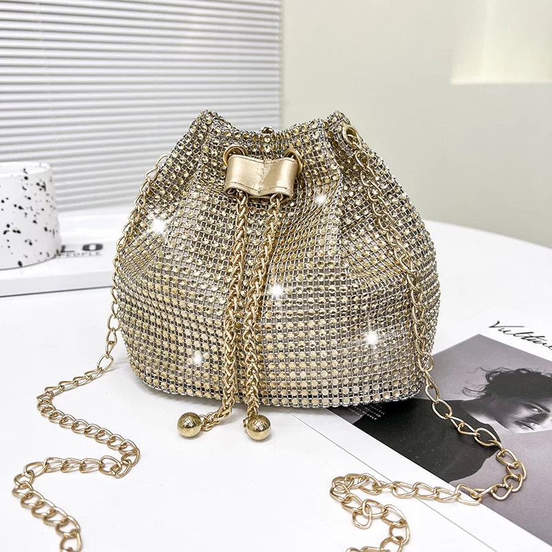 New Bag Women's New Trendy Bag Texture Net Red Diamond Shoulder Bag Fashion Chain Crossbody Bucket Bag_3