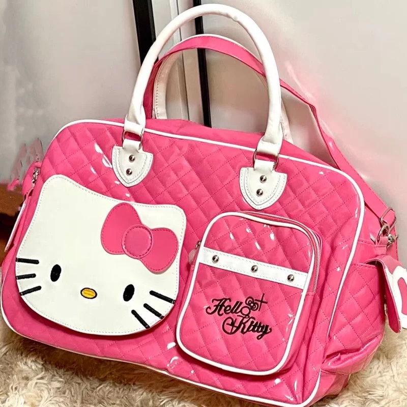 Sanrio Hello Kitty Large Capacity Crossbody Bag Pink Shoulder Bags For Women Y2k Sweet Girl PU Leather Handbag_1