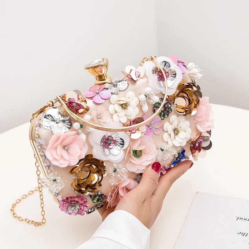 Fashion Women Bags Flower Diamonds Embroidery Small Clutch Luxury Lady Handbags Evening Bags New Arrival Chain Shoulder Purse_1