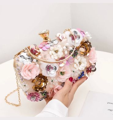 Fashion Women Bags Flower Diamonds Embroidery Small Clutch Luxury Lady Handbags Evening Bags New Arrival Chain Shoulder Purse