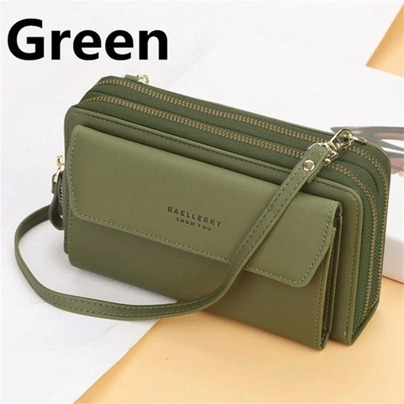 Women Long Wallet Korean Version Crossbody Bag Double Zipper Large Capacity Clutch Bag Shoulder Handbag Female Mobile Phone Bag_11