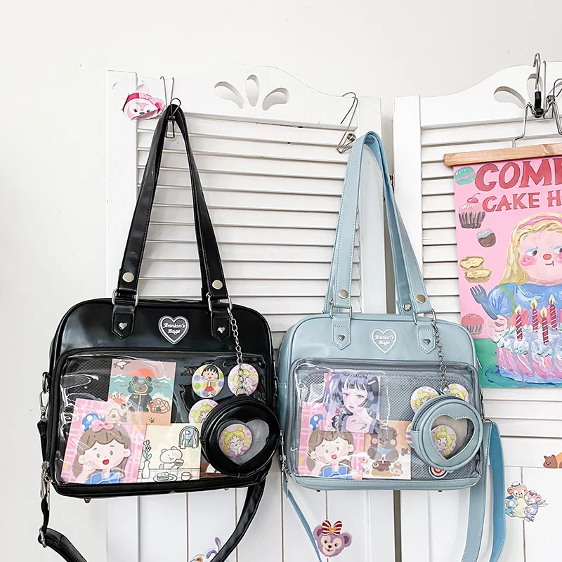 Japanese Style Kawaii Bag Women PU Leather JK Uniform Bag Girls Transparent Shoulder Bag Student School Bags itabag women Bolso_10