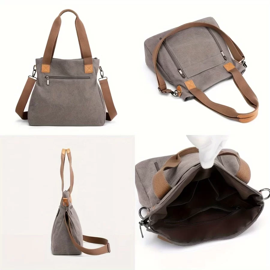 Women's Versatile Handbag Large Capacity Canvas Casual Shoulder Crossbody Bag_4