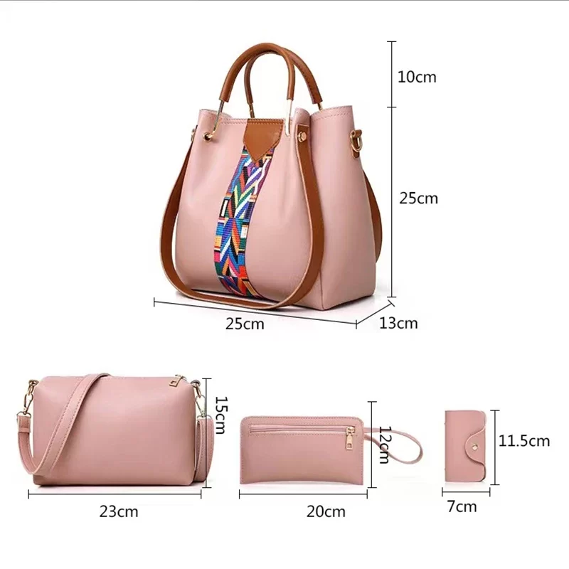 Women's Bag Luxury Handbag Large Capacity Tote 4 Pcs Ladies Bag Fashion Shoulder Bag Wallet Card Bag_3