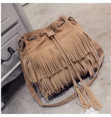 Fashion Retro Faux Suede Fringe Women Messenger Bags Tote New Handbag Tassel Shoulder Handbags Crossbody Bag Tassel Bucket 1