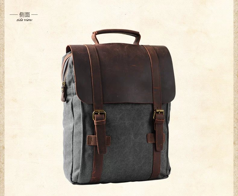 Fashion Male Backpack Leather military Canvas backpack Men backpack women school backpack school bag bagpack rucksack mochila_3