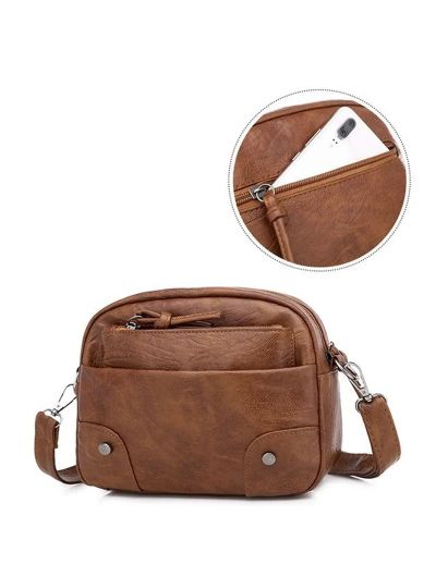 Popular Vintage Simple Women Shoulder Bags Small Handbag Crossbody Phone Purse Pack Soft PU Leather Square Messenger