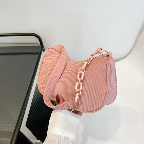 Korean Fashion Vintage Handbags Women Summer Corduroy Underarm Bag Zipper Shoulder Small Bags Female Soft Casual Clutch Handbag_10