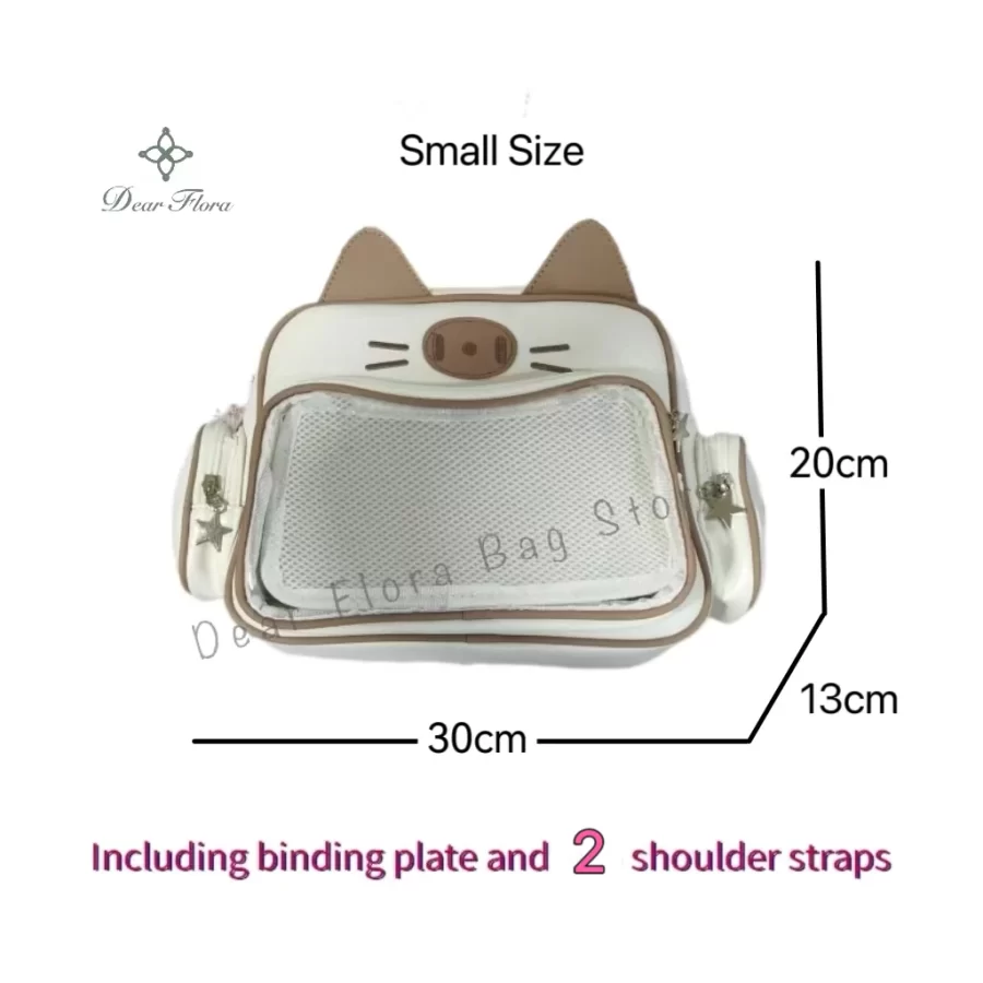 New Y2K Korean Kawaii Cat Ita Bag Cute PU Shoulder Bag Girls Transparent Pocket Harajuku Crossbody Bag Women's Fashion Backpacks_11