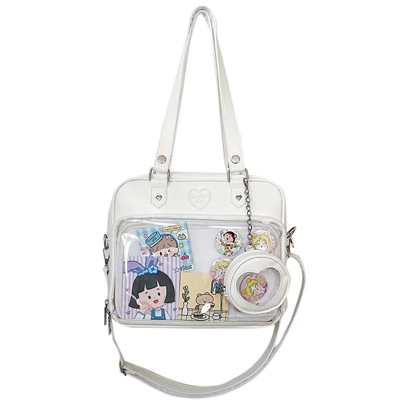 Japanese Style Kawaii Bag Women PU Leather JK Uniform Bag Girls Transparent Shoulder Bag Student School Bags itabag women Bolso_5