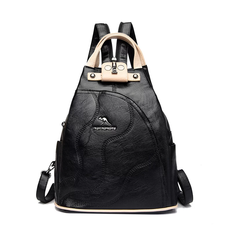 Fashion High Quality Leather Women Backpack Large Capacity School Bags for Teenage Girls Anti-theft Travel Backpack Shoulder Bag_5