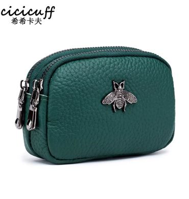 CICICUFF Women Coin Purse Genuine Leather Female Double Zipper Travel Organizer Mini Pouch Women Storage Bag Small Wallets New