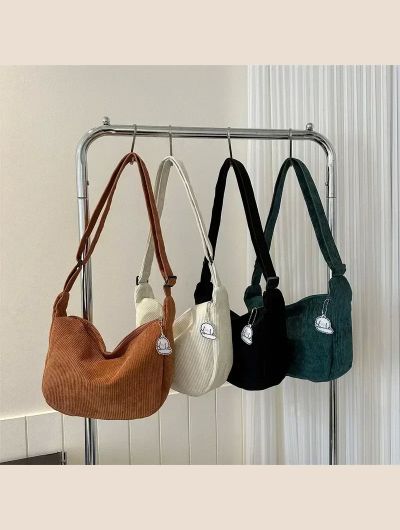 Corduroy Crossbody Bags for Women Ladies Large Capacity Shoulder Bag Fashion Purse and Handbags Solid Color Women Messenger Bag