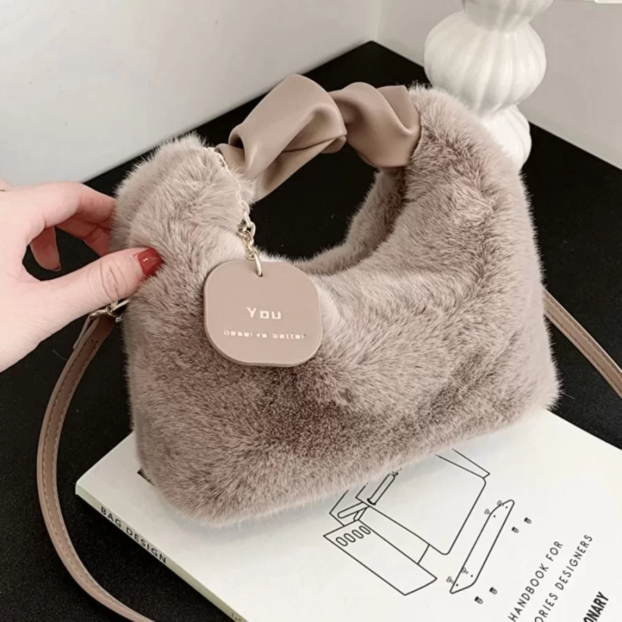 New Winter Plush Bag Long Fur Handbag Women's Crossbody Bag Fashion Trend Shoulder Bag Purses and Handbags_2