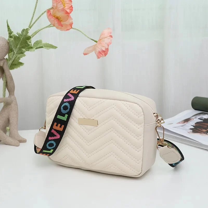 Embroidered Camera Bag PU Material Casual Small Square Bag Versatile Single Shoulder Bag Printed Shoulder Strap_10