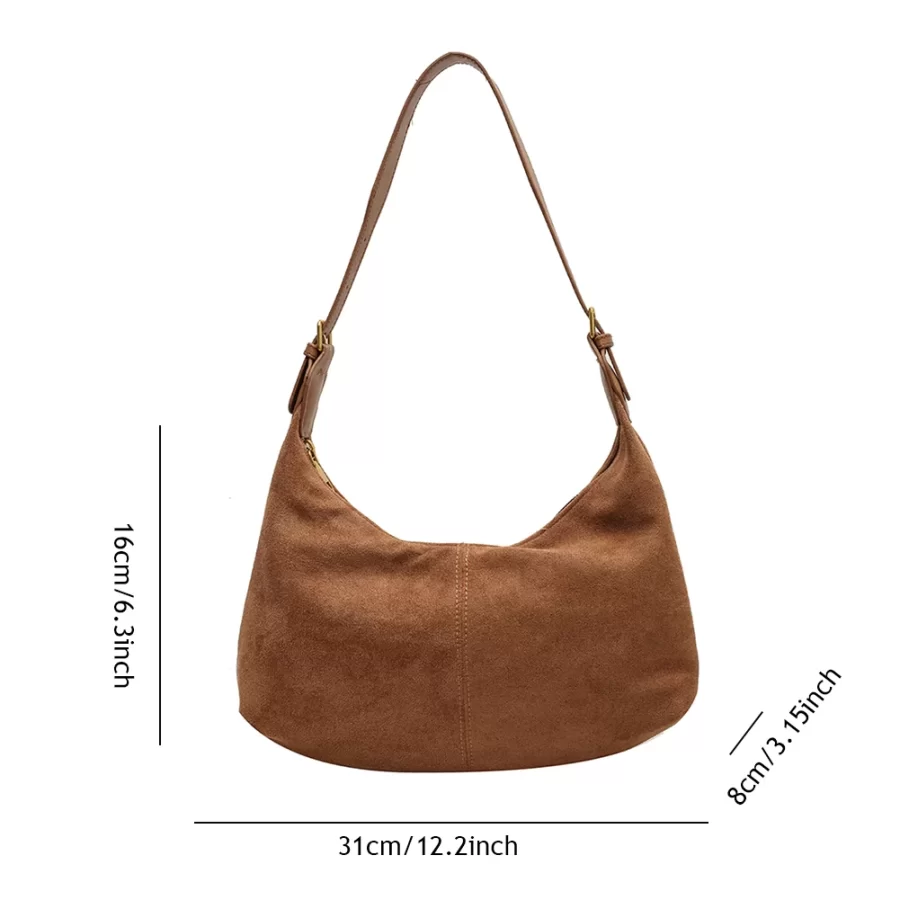 Vintage Handbag Purse for Women Suede Shoulder Bag Causal Crossbody Bags Female Luxury Designer Clutch Ladies Crescent Hobo Bag_4