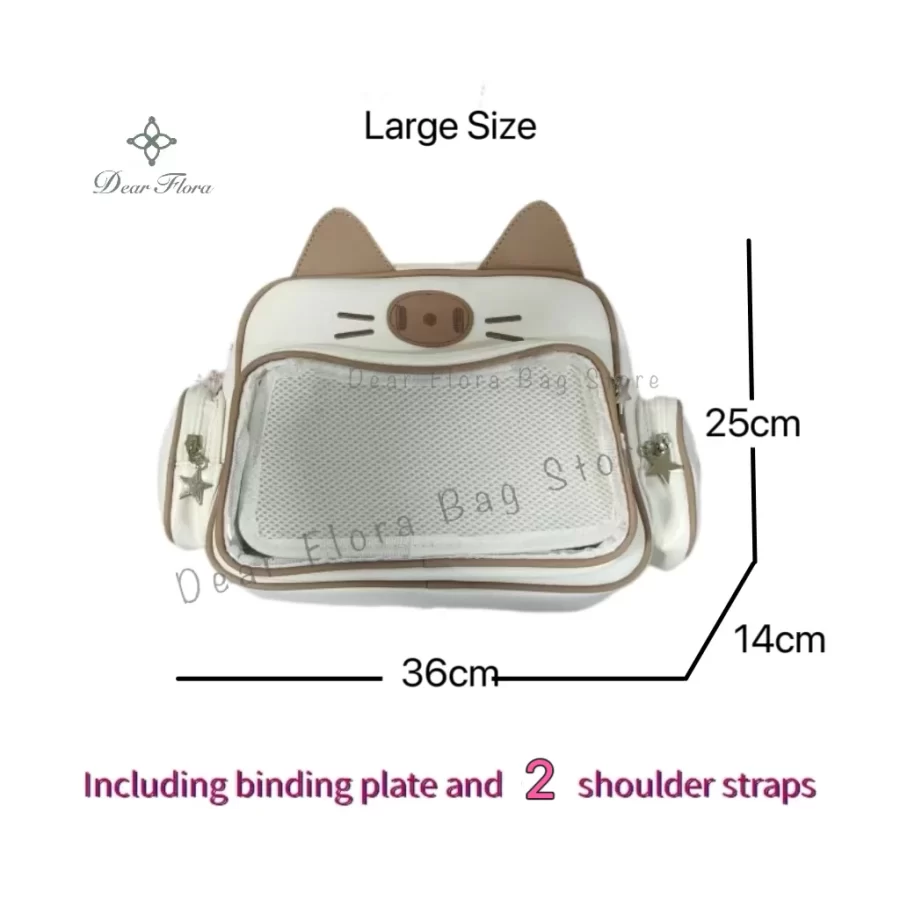 New Y2K Korean Kawaii Cat Ita Bag Cute PU Shoulder Bag Girls Transparent Pocket Harajuku Crossbody Bag Women's Fashion Backpacks_7